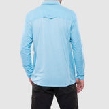 Kuhl Men's Long Sleeve Quick-Dry Travel Shirt rear view sky blue