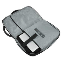 Eagle Creek Convertabrief 26.5 Litre Carry-On Laptop Messenger Bag Asphalt Black butterfly opening showing laptop sleeve