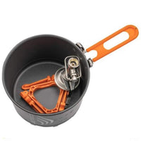 Jetboil Stash Compact Lightweight Hiking Stove and Cookset top view with gear packed inside it