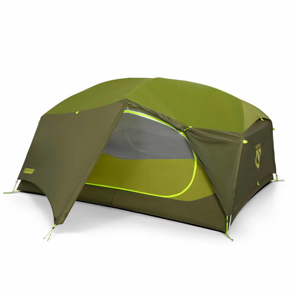 Nemo Aurora 3 Person Hiking Tent with Footprint Nova Green Vestibule shown