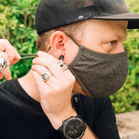 Pacsafe Silver Ion Face Mask Side View Silver Grey adjustment for around ears