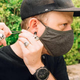 Pacsafe Silver Ion Face Mask Side View Silver Grey adjustment for around ears