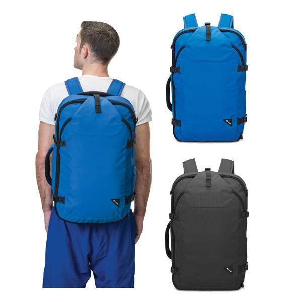 Pacsafe Venturesafe EXP45 Anti-theft Carry on 45 litre travel backpack two colours in use
