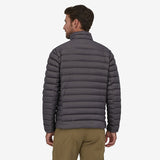 Patagonia Mens Down Sweater Jacket in use front view forge grey rear view