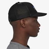 Patagonia P-6 Logo LoPro Trucker Hat Black in use side view