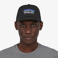 Patagonia P-6 Logo LoPro Trucker Hat Black in use front view