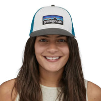 Patagonia P-6 Logo LoPro Trucker Hat in use El Cap Khaki