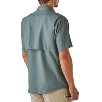 Patagonia Men's Short Sleeve Sol Patrol II Travel Shirt, 30 UPF rear view in use