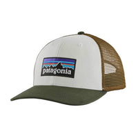 Patagonia P6 Logo Trucker Hat White with Kelp Forest front view