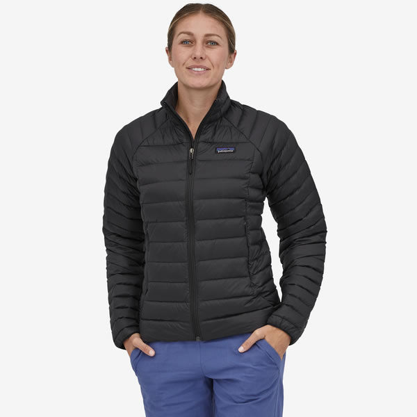Patagonia Womens Down Sweater Jacket in use front view black