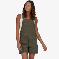 Patagonia Women's Stand Up Overalls in use front view basin green