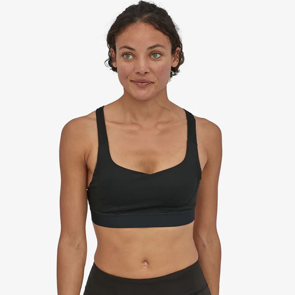 Patagonia Women's Switchback Sports Bra in use front view black