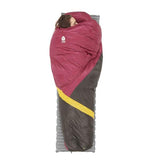 Sierra Designs Cloud 800 Women's -3 degrees 800 FP Down Zipperless Sleeping Bag in use on mat side sleeping