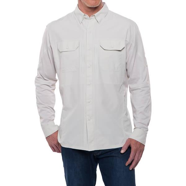 Kuhl Men's Long Sleeve Quick-Dry Travel Shirt Front View Natural Colour