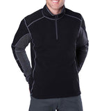 Kuhl Revel Men's 1/4 Zip Fleece Top Pullover Black Steel Front View