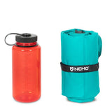 Nemo Astro Insulated Inflatable Sleeping Mat Long Wide packed next to water bottle