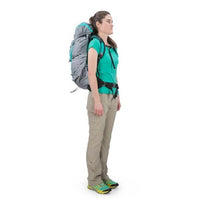 Osprey Eja 48 Litre Womens Ultralight Backpack Moonglade Grey in use side view