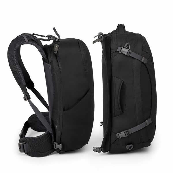 Osprey Ozone Duplex Men's 65 Litre Carry On Travel Backpack Black unclipped side view