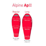 Sea to Summit Alpine 2 APII Regular Sleeping Bag dimensions